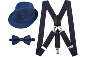 Alizeal Bretelle regolabili Kids, cravatta a farfalla prelegata e set di cappelli