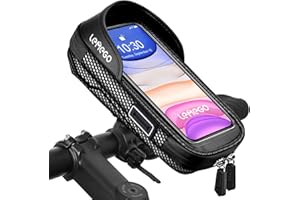 LEMEGO Support Téléphone Vélo Etanche, Sacoche Vélo Guidon Cadre Porte Telephone Velo VTT Trottinette Electrique Rotation 360 avec Espace Rangement Ecran Tactile pour Smartphone sous 7 Pouces