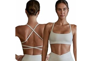Arkim Brassiere Sport Femme,Soutien Gorge Bretelles Croisées Dos, Brassiere Femme sans Armature,Soutien Gorge Dos Nu Soutiens-Gorge de Sport Femme Fitness Yoga