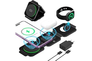 Electight Ładowarka Bezprzewodowa [Carbon Fiber], Składana Stacja Ładowania Indukcyjnego 18W, Obsługuje Wszystkie Smartfony z Funkcją ładowania Bezprzewodowego