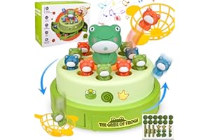 Vibbang Angelspiel, Fische Angeln Pop Up Spielzeug Baby für Jungen und Mädchen, Hoppers Pop Up Spielzeug mit Musik Drehscheibe, Interaktives Froschkatapult, Karnevalsspiel, Drehscheibe