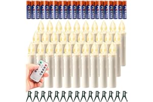 Koopower 30 LED Candles with Timer & Batteries, Battery Operated Waterproof Dimmable Flameless Candle Lights for Christmas Tree Decoration, Wedding, Birthday, Party