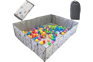 HB.YE Kids Ball Pit for Babies and Toddlers Ball Pool Foldable Playground for Children's Room Upgraded Play Yard Animal design Outdoor Indoor Rectangle (Grey)