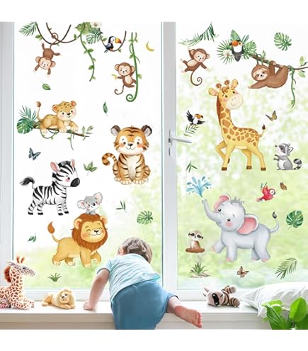 NSRJDSYT Adesivo murale Giraffa Animale Selvatico Africano Africa Zoo Adesivi per finestre in Vinile Camera dei Bambini Nursery Camera da Letto Decorazione della casa Ca 74x159cm