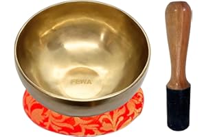 FEWA Tibetan Singing Bowl Set 10 CM - 100% Hand Hammered Himalayan Sound Bowl with Cushion & Mallet- Yoga, Meditation Gong Bowl for Healing, Chakra & Relaxation- Special Bronze Alloy Singing JAM Bowls