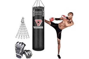 YZBBSH Sacco Da Boxe Bambini Adulto 80~180cm Sacco da Boxe da Terra Pesante con Catena Rotante a 360° e Guantoni da Boxe per Allenamento MMA Kickboxing Punching Bag (nessun Riempitivo)