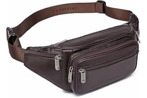 ZZNICK Genuine Leather Fanny Pack/Waist Bag/Organizer with Adjustable Belt, Multiple Pockets for Men and Women