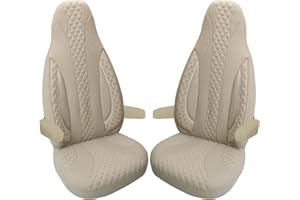 BREMER SITZBEZÜGE Custom Seat Covers Protective Covers Pilot Seats Driver and Passenger Set Compatible with Motorhome Fiat Ducato, Pössl, Knaus, Adria, Carthago, Pilote Laika WPL405 Beige