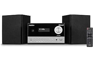 MEDION E64088 Micro Audio System Kompaktanlage (DAB+, CD-Player. PLL UKW Radio, Bluetooth, USB Anschluss, Sleeptimer, MP3, LCD-Display mit 12/24 Std. Anzeige)