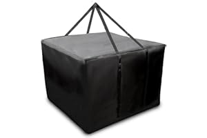 RICHIE Garden Storage Bag Furniture Seat Outdoor Cushions Covers Storage Bag with Zipper and Handles, Heavy Duty Rip Proof 420D Oxford Fabric Waterproof Bag for Cushions, Anti-UV, Black 80x80x60cm