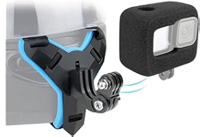 YALLSAME Helmet Chin Mount with Windshield for GoPro Hero 9 10 11 12 Black Go Pro Motorcycle Strap Attachment Full Face Helmet Rhino Mount Accessories for GoPro Ideal for Racing High-Speed Sport
