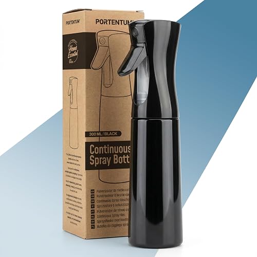 PORTENTUM Bote spray pulverizador agua 300 ml – Atomizador recargable de niebla fina con pulverización continua – Diseño ergo