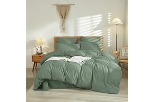 LUOFANFEI Juego de Funda Nordica Cama 135/150 Verde 100% Microfibra Transpirable Suave Moderno Juego de Funda de Edredón 240x220 y Fundas Almohada (50x75cm)