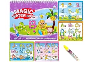 Sipobuy Magic Water Drawing Book Agua Libro para Colorear Doodle con Magic Pen Tablero de Pintura para niños Educación Dibujo Juguete (Letras y números)