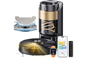 Proscenic Q20 Plus Robot Aspirateur Laveur 10000Pa avec Station Sans Sac Vidage Automatique,200Min Aspirateur Robot et Serpillière,Nav Lidar Cartographie,Évitement d'obstacles,Pour Poils Animaux Tapis