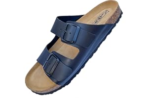 GONKOS®, Sandali in Pelle con Fibbie, Vera Pelle, Sughero Naturale, Fibbie Regolabili sul Piede, Sandali Uomo/Donna, Suola Antiscivolo in EVA, Sandali di Qualità Made in Spain