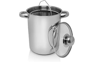 Krüger Edelstahl-Spargeltopf mit Glasdeckel und Siebeinsatz - Spargel-Kochtopf mit Deckel zum Sichtkochen - energiesparender 