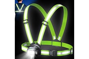 Mohard Luz Running, 500LM 1800mAh Recargable Luz para Correr de Noche con 7 Modos & Haz Ajustable 45°, IPX4 Impermeable 360° Linterna Running, Chaleco Reflectante para Trote/Hiking/Camping Nocturnos