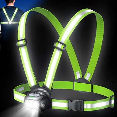 Gilet Lumineux LED De Course - Lampe De Poitrine Rechargeable USB, Réflecteurs 360°, 6 Couleurs & 9 Modes - Visibilité Nocturne Pour Running, Vélo, Marche