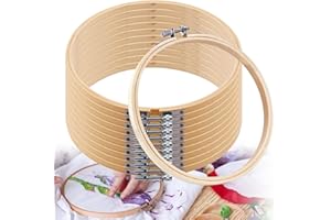 WEIPAI 10 Telai da Ricamo in Legno, 20 cm, Regolabili, per Punto Croce, in Bambù, per Fai da Te, Artigianato e Cucito