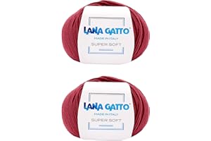 KALAPANTA Ovillos, 100% Pura Lana Virgen Merino Extrafina de Lana Gatto, Made in Italy. Línea Super Soft, 100 g. 250 mt, (Rojo, 2)