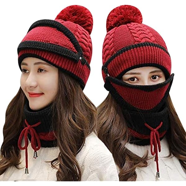 Ensemble Bonnet écharpe Gants Enfant 3 En 1 - Tricoté, Pompon, Pour 5-12 Ans, Hiver Chaud