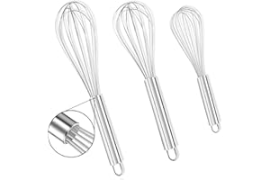Alfresco Schneebesen Edelstahl, Quirl, Professional Rührbesen 3er-Set(21cm/ 26cm/ 29cm), Hohe Qualität Whisk zum Mixen, Rühren, Eiern, Geeignet für Wohnküche, Esszimmer - Silber Weiss