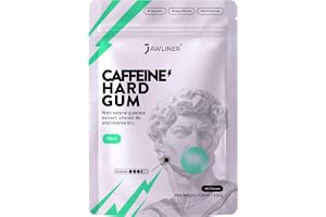 JAWLINER Koffeintuggummi Extra Hårt, Mint, 40 Bitar, 116 g | Sockerfritt veganskt minttuggummi med 40 mg koffein per bit och extra fast konsistens för träning och vardag