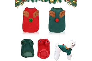DURDIIY 2 Pcs Dog Costumes Dog Christmas Costume Winter Fleece Warm Puppy Jacket Pet Costume Printed with Santa Claus and Christmas tree patterns Cat onesie Pet clothes for Small Medium Dogs Cats (B-L)