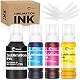 Hiipoo Sublimation Ink Refilled Bottles Compatible for ET2400 ET2720 ET2760 ET2750 ET4800 ET-2800 ET-2803 ET-2850 Inkjet Printers Heat Press Transfer on Mugs T-Shirts
