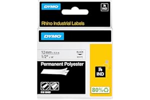 Dymo ID1-12 - Cinta de Polyester, color blanco, 12 mm x 5.5 m