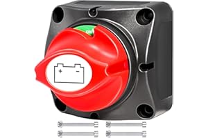 HOLMOL Batterie Trennschalter 12V 24V 48V, 1 Stück Batterietrennschalter 12V, Batterie Trennschalter Auto, Hauptschalter 12 Volt, Batterieschalter für Boot, Marine, LKW, ATV, Wohnmobil