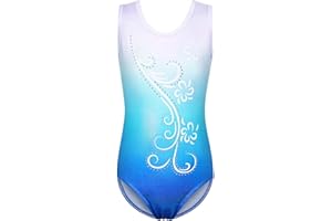 ZNYUNE Girls One Piece Blue Gradual Color Changing Sparkling Leotard Dance Ballet Gymnastics Little Girls Sports Leotard