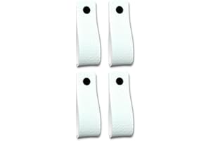 Brute Strength - Maniglie in pelle per mobili - Bianco - 4 pezzi - 16,5 x 2,5 cm - Maniglia per mobili, maniglia per porte per cucina, bagno, armadi, comò, legno