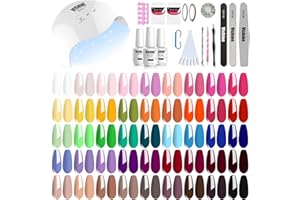 Vishine Gel Nail Polish Kit with UV LED Light - 45 Colors All Seasons Popular Gel Polish Set with Base and Matte/Glossy Top Coat Nail Art Manicure Starter Essential Tools Salon Home Gifts for Women