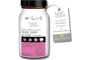 NHP THE NATURAL HEALTH PRACTICE NHP Advanced - Hair,Skin & Nail Support-Specially Formulated for Women with Antioxidants,Collagen - Boosting Nutrients & Essential Vitamins,Skin,Nails and Overall Beauty - 60 Vegan Capsules