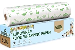 EUROWRAP Food Wrapping Paper 500g – Butter Paper Roll, Greaseproof & Microwave Safe, Roti Wrapping Sheets for Kitchen Use, Id