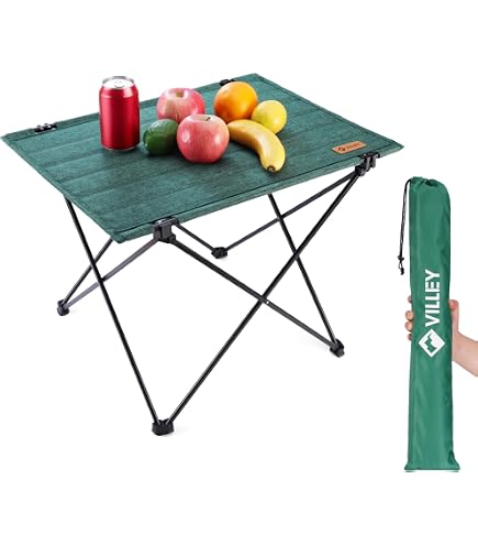 Table De Bivouac AP – Polypropylène Vert, Pieds Aluminium Pliants, 39x24x15 Cm, Pour La Pêche Et Le Camping
