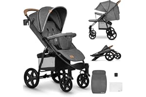 LIONELO Annet Buggy bis 22 kg mit Liegefunktion, Kinderwagen klein zusammenklappbar mit Zubehör, Eva-Schaum-Räder, Moskitonetz, Fußdecke Getränkehalter, Korb