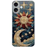 PrintiFy iPhone 17 ile Uyumlu Vitray Sol ve Luna Tasarımlı Şeffaf Silikon Kılıf