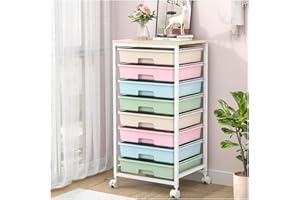 SYKIARIOL 8 Drawers Rolling Storage Trolley, Utility Storage Cart on Lockable Wheels with Plastic Drawers, Multipurpose Mobile Organizer Unit for Living Room,Bedroom,School,Beauty, Multicolor