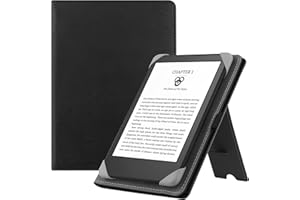 HGWALP Universal Case for 6" eReaders, Folio Leather Stand Cover with Handstrap Compatible with All 6 inch Kindle Paperwhite/Kobo/Tolino/Pocketook/Sony E-Book Reader-Black