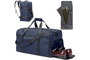 GARPROVM Bolsa de viaje para trajes, 4 en 1, convertible, con compartimento para zapatos, bolsa de traje, bolsa de traje, plegable, mochila impermeable, para fin de semana, color azul marino