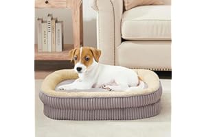 DEBANG HOME Lit orthopédique pour chiens de petite taille, canapés pour chiens en mousse haute densité, lit pour animaux avec coussin sur les quatre côtés, housse amovible et lavable et fond antidérapant.