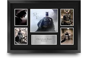 HWC Trading FR A3 Christian Bale Batman The Dark Knight Regali Stampati Autografo Firmato Immagine Per Gli Appassionati Di Memorabilia Di Film - A3 Framed