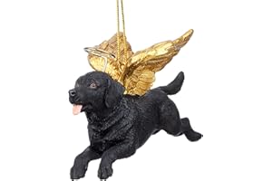DESIGN TOSCANO Christmas Tree Ornaments - Honor The Pooch Black Labrador Retriever Holiday Angel Dog Ornaments - Christmas Decorations