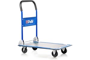 Pallit Carro de transporte plegable en color azul, 150 kg, con plataforma con revestimiento antideslizante