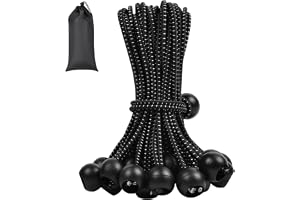 Adiwo 50 st elastiska snören med 15 cm bollar, hållbara bärbara presenningsremmar, elastiskt rep i gummi, elastiskt bollrep för presenningar, paviljonger, tält, camping