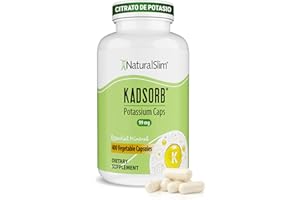 NaturalSlim Kadsorb, Suplemento de Citrato de Potasio en Cápsulas de Alta Absorción Recuperador Muscular, Apoya el Equilibrio Mineral y Bienestar Metabólico, Vitalidad y Energía Diaria, 400 capsulas