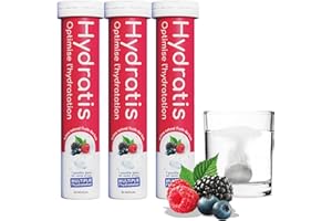 HYDRATIS - Pastilles Hydratation Electrolytes - Fruits des Bois - Améliore l'Hydratation et Favorise l'Énergie - Formule Isotonique - Sport, Récupération, Bien-être - 3 tubes (60 Pastilles)